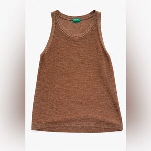 United Colors Of Benetton Linen blend Knit Metallic Tank Small